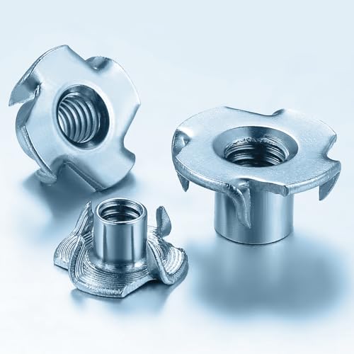 T-Nuts M5x8 (100 pcs), zinc Plated Steel, for Wood, Climbing Holds and cabinets - color: Zinc, size: M5