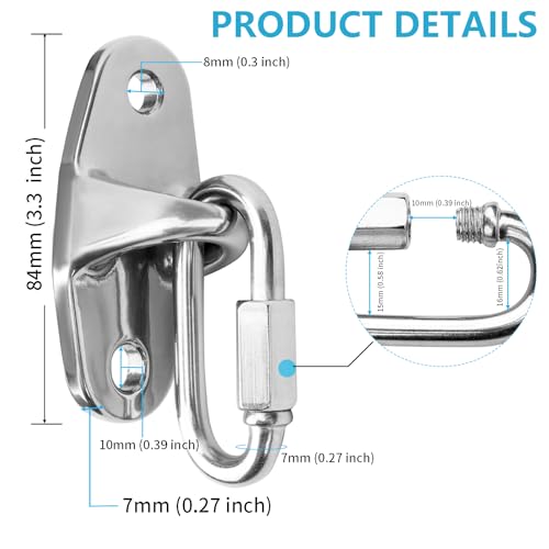 Stainless Steel Heavy Duty Swing Hanger, Eye Hooks with Brackets Wooden and Concrete Bolts 2000 lb Capacity Playground Porch Yoga Seat Trapeze SwingSets Indoor Outdoor - size: 1 Pack