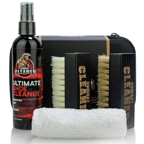 Combat Cleaner Shoe Cleaning Kit – Complete Sneaker Care Solution for Leather, Suede, Canvas, Mesh, Nubuck & More - color: Shoe Cleaner + Hard and Soft Brush
