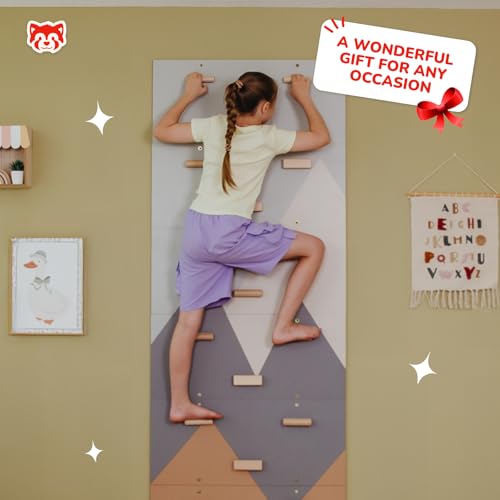 Wood And Hearts Indoor Rock Climbing Wall for Kids – 6 Wooden Climbing Panels with Repositionable Climbing Holds, Montessori Sensory Play Equipment for Kids Playroom (Climbing Module 2) - size: Climbing Module 2