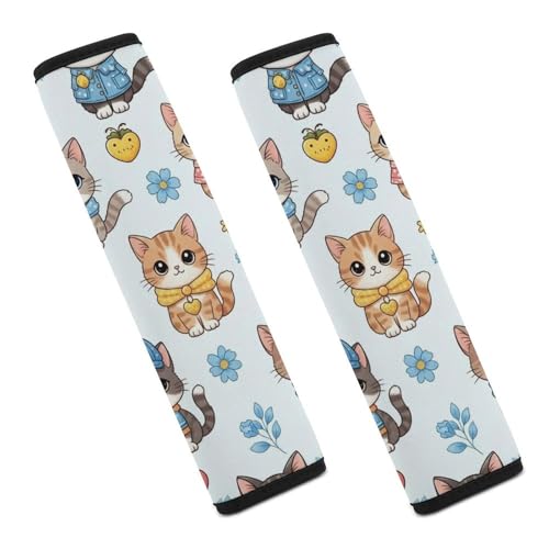 2 Pack Kitten Cats Seat Belt Cover Universal Fit Shoulder Harness Cover for Girls and Boys, Car Seats Pushchair Strollers High Chair Pushchair - color: Pattern 911