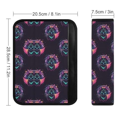 2PCS Cute Funny Cat Colorful Seat Belt Shoulder Pad Soft Padded Harness Pads Strap for Adults and Children, All Vehicles, Anti-Slip Pad - color: Pattern 424