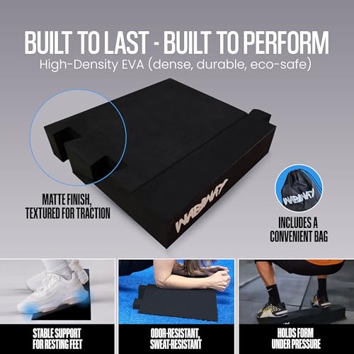 Squat Wedge Block – 2-in-1 Heel Elevated Slant Board for Squats & Calf Raises – Lightweight, Non-Slip EVA, Portable Workout Wedge for Strength & Recovery