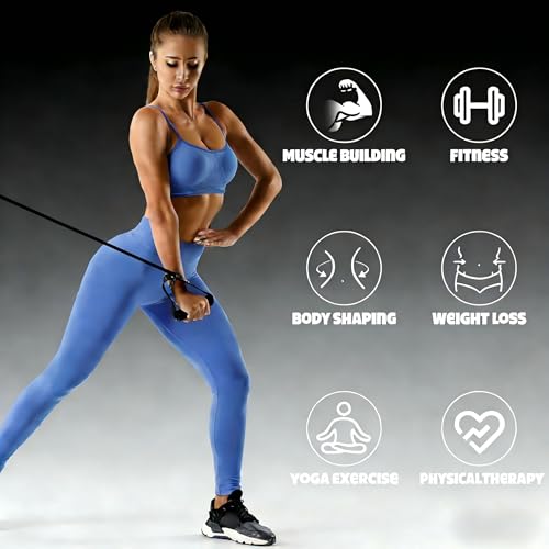 20 Pcs Resistance Bands with Handles for Home Workouts, Universal Exercise Bands Set for Physical Therapy & Rehabilitation, Multi-Functional Strength Training & Toning Elastic Bands for Women and Men
