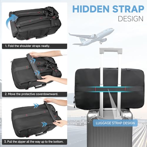 SWICKY Carry On Travel Backpack for Men, Flight Approved 50L Convertible Backpack Duffel Bag with Shoe Compartment & Wet Pocket, Expandable 17.3 Inch Laptop Backpack for Weekender Travel Gym Camping - color: Black 02(50l)