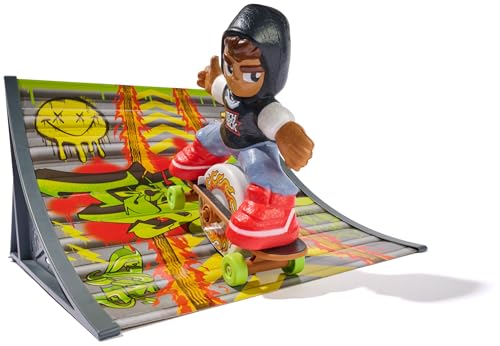 TECH DECK Shred N' Blast Sk8board, Motorized Finger Skateboard Toy with Rider & Ramp for Fast Tricks & High Jumps, Kids Toys for Boys and Girls Ages 6 & Up, Batteries Required - style: Shred N Blast Sk8board
