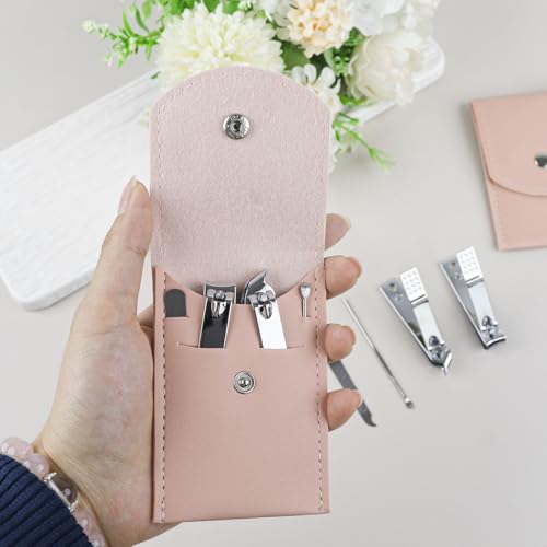 20 Sets Manicure Set Bulk, Nail Clippers Kit Stainless Steel Fingernail Clippers Set, Sturdy Nail Tip Cutter Trimmers Professional Grooming Toenail Clippers Personal Pedicure Kits Gift (Pink 4 in 1) - color: Pink