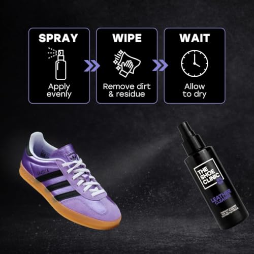 Shoe Clinic Leather Cleaning Kit | Shoe Cleaning Kit with Leather Cleaner and Cleaning Brush | 125ml Stain Remover Spray | Shoe Cleaner for All Types of Boots and Footwear