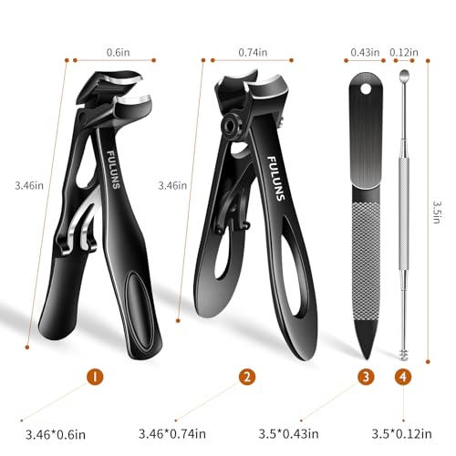 Toenail Clippers for Thick Toenails for Seniors, Angled Large Nail Clippers for Men with Catcher, Heavy Duty Toenail Clippers with Wide Opening Fingernail Clipper Nail Cutter Gifts for Men Women - style: Black Nail Clippers Set