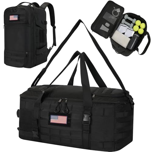 kokkoya Tactical Gym Bag for Men 40L Tactical Duffel Bag Backpack Gym Bag Large With MOLLE Water Resistant 600D Degree Full Opening Powerlifting for Travel Crossfit Football