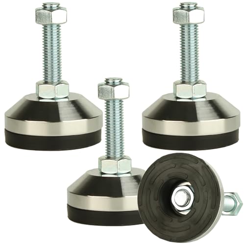 Heavy Duty Leg levelers ， Leveling Legs 2.36" Dia Base,Adjustable feet levelers M12 Thread, 1300 Lb Capacity,Capacity for Workbench, Machine, Cabinet (D60xM12x50,4 Pcs, Black) | 2.36" Dia Base,for Shelving,Workbench, Machine, Cabinet ,Furniture(Black) - s