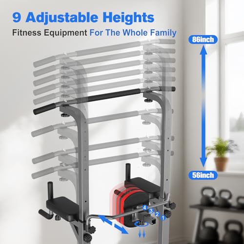 RELIFE REBUILD YOUR LIFE Power Tower Pull Up Bar Station Workout Dip Station for Home Gym Strength Training Fitness Equipment - color: Silver