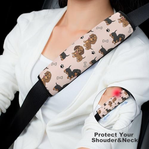 2 Pack Cute Dachshund Dogs Puppy Pet Seat Belt Cover Universal Fit Seat Belt Cushion for Kids, Stroller Pushchair High Chair, Neck and Shoulder Support - color: Pattern 98