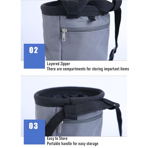 ASHATA Large Capacity Climbing Chalk Bag, Adjustable Waist Belt Gym Chalk Pouch for Rock Climbing & Gymnastics