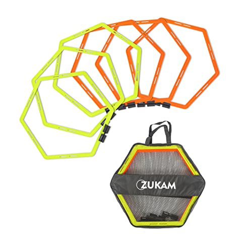 Hex Agility Rings for Speed Training & Agility Footwork Training Speed Hurdles Ladder with Carrying Bag (6 Rings) - size: 6 Rings