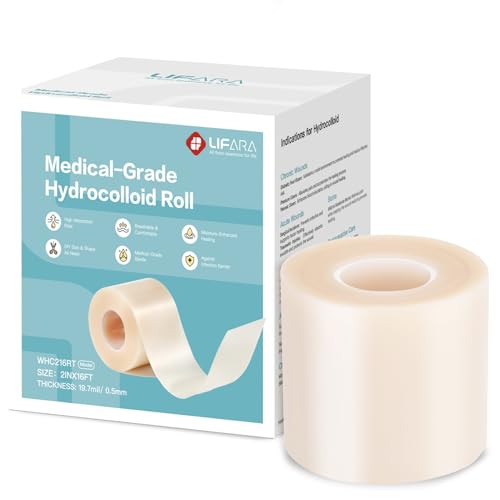LIFARA Hydrocolloid Roll for Wound Care - Cut-to-Size, Hydrocolloid Patch Bandages with Self-Adhesive, Ultra Absorbent & Waterproof, First Aid Kit Essential (19.7mil/ 0.5mm Thickness, 2in*16ft) - size: 2in*16ft, 19.7mil/ 0.5mm Thickness