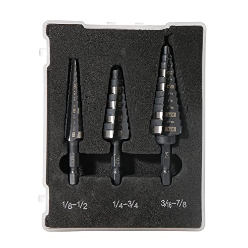 1/2" 3/4" 7/8" Quick Change M2 Step Drill Unibit Set - size: Set (1/2", 3/4" & 7/8")