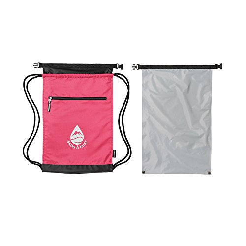 Skog Å Kust GymSak | Patented 2-in-1 Drawstring Cinch Bag with Removable Waterproof Dry Bag | Pink - color: Pink