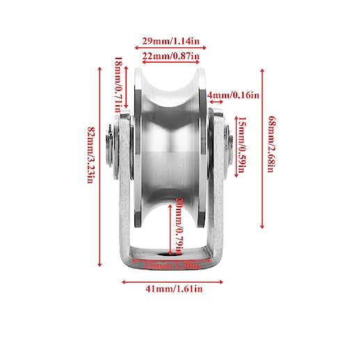 Stainless Steel U Groove Wheel Heavy Duty Pulley Smooth Rolling Door Wheels Sliding Gate Hardware High Weight Capacity Rollers Rolling Driveway Gate Bracket Rollers for Carts Furniture Machinery - size: 4pc 3inU