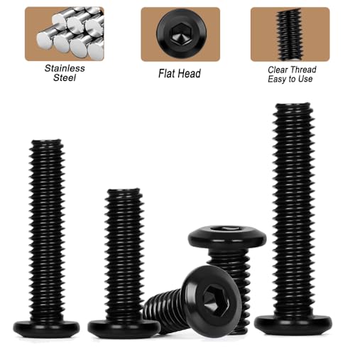 Matuja 5/16-18 x 1-1/2" Flat Head Hex Socket Bolts Screws,304 Stainless Steel,Black Oxide Finish,Fully Threaded Bright Furniture with Hex Key(20 Pcs) - size: 5/16-18 x 1-1/2"