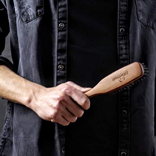 ZilberHaar Long Hair Brush - Soft Boar Bristles - Exfoliating and Conditioning for Men's Beards & Skin - Compatible with Beard Balms and Oils - color: Long Soft