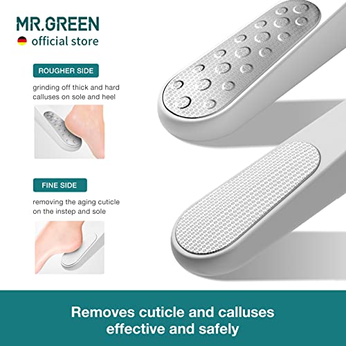 MR.GREEN Foot File Double Sided Callus Remover for Dead Skin Professional Pedicure Tools Callous Scraper Foot Sander Heel Filer (White) - color: White