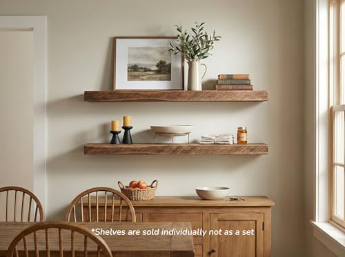 Reclaimed Wood Floating Shelves Real Solid Wood Floating Shelves Handmade Thick Shelf - size: 48x6