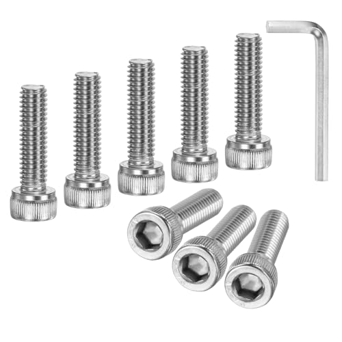 M METERXITY 20-Pack M6 x 22mm Socket Head Cap Screws, 304 Stainless Steel Hex Machine Bolts, Allen Socket Drive Screw with Hex Wrench for Repair/DIY, Fully Threaded Fasteners Kit [Silver] - size: M6 x 22mm