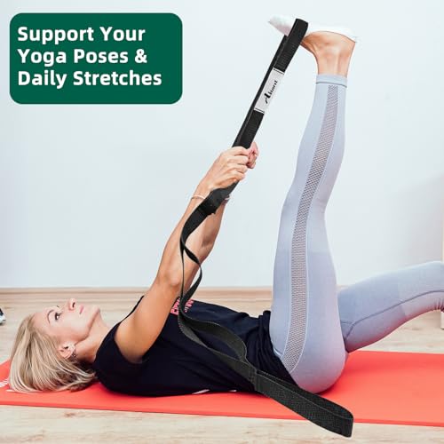 Abiarst Stretching Strap Yoga Straps for Physical Therapy, 10 Loops Non-Elastic Stretch Band for Pilates, Flexibility, Exercise and Gymnastics - color: 2-Pack (Black+Green)