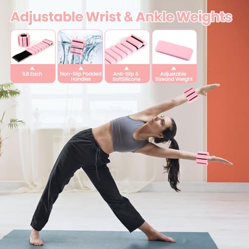 20PCS Pilates kit,Pilates Equipment Kit for Women with 13.5“Pilates Ring and Ball，Resistance Bands, Ankle Weights, Sliders & Grip Socks Accessories for Starter Home, Office & Travel