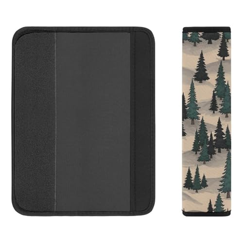 2PCS Nature Woodland Mountain Print Western Pine Trees Car Seat Straps Shoulder Pads Universal Soft and Comfortable Seat Belt Covers Cushion for Child, All Vehicles, Shock Absorption - color: Pattern 88