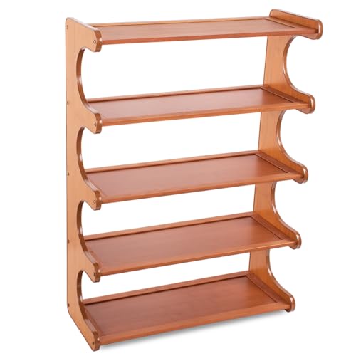 Shoe Rack,Small 5 Tier Shoe Organizer Storage Shelf,Bamboo Narrow Shoe Closet,Small Space Shoe Rack,for Entryway Closet 18.89×7.48×25.98inch - size: 5 Tier-18.89" Wide