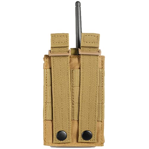 FRTKK Tactical Radio Holder Radio Holster Molle Radio Pouch Universal Radio Case Military Heavy Duty Radio Bag for Police Firefighter Two Ways Walkie Talkies Vest (Tan) - color: Tan