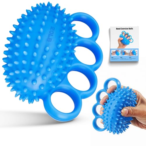 Hand Exercise Ball, Finger Therapy Ball, Grip Strengthener for Adults - Stress Relief, Massage Ball, Resistance Training for Wrist Flexibility, Hand Strengthening, Anxiety Relief - color: blue