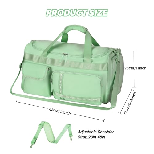 MAXTOP Gym Bag for Women Men Travel Duffle Bag Large Capacity Carry On Weekender Overnight Bag With Shoe Compartment Gym Tote Dry Wet Separation Duffel Bag for Travel - color: Matcha Green, style: Gym Bag
