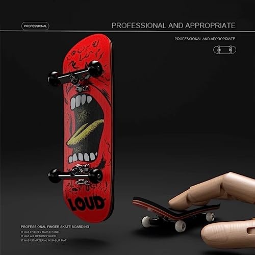 Lently Wood Fingerboards, Mini Fingerboards, 99mmL*29mmW (Big Mouth Cute Dragon) (Red Flame) - color: Red