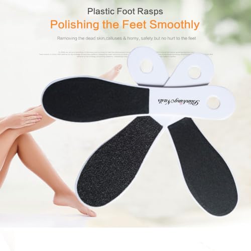 5 Pack Foot File Callus Remover - Professional Double Sided Foot Rasp for Dead Skin & Hard Cracked Heels, Sandpaper Pedicure Tool with Ergonomic Plastic Handle, Home Spa Kit for Smooth Soft Feet - color: Black