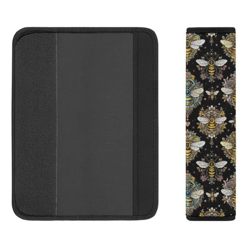 Soft Padded Car Seat Straps Shoulder Pads for Elderly Support, All Vehicles, 1 Pair Bee Daisy Shoulder Protector Anti-Slip Pad - color: Pattern 204