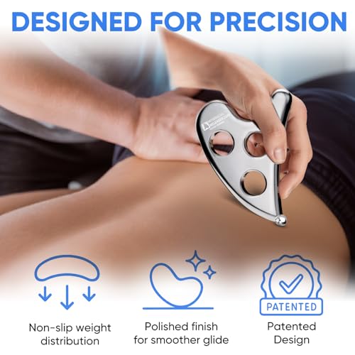 Professional Muscle Scraper Tool – Medical-Grade 304 SS IASTM & Gua Sha Scraping Tool – Ergonomic Fascia Mobilization Instrument for Soft Tissue Massage & Manual Bodywork – Emollient Balm Included - color: Original Tool