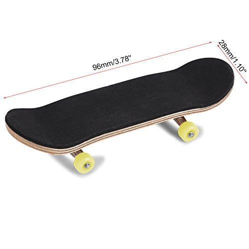 Milltrip Wooden Finger Skateboards, 1Pc Maple Wooden Alloy Fingerboard Finger Skateboards with Box Reduce Pressure Gifts (Yellow) - color: Yellow