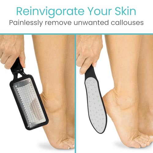Vive Foot File (3 Pack) - Feet Scraper for Dead Skin - Heel Grater, Callus | Remover Scrubber Tool, Rasp for Cracked Heels - Stainless Steel Pedicure Filer for Men & Women - Use on Wet or Dry Skin