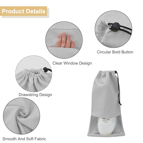 4 Pcs Single Shoe Bags for Travel, Drawstring Shoe Bags with Clear Window | 9.1"x17.7" Fits Most Shoes, Dust Resistant, Washable & Reusable, Travel Shoe Storage Bags for Men & Women - color: Grey