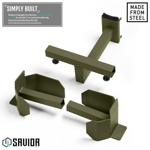 Savior Equipment Wall Rack System Tactical Belt Attachment Gear Wall Mount Display Rack Organizer Hanger, Adjustable Width, Heavy-Duty Steel Construction Hold Up to 20 lbs - color: Olive Drab Green