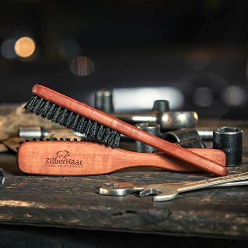 ZilberHaar Long Hair Brush - Soft Boar Bristles - Exfoliating and Conditioning for Men's Beards & Skin - Compatible with Beard Balms and Oils - color: Long Soft