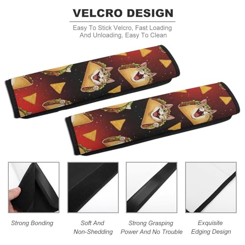 2PCS Universal Fit Car Seat Belt Pad for Kids, Most Cars, Funny Cat Food Taco Burrito Seat Belt Cushion, Shock Absorption - color: Pattern 310