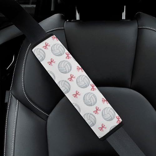 2 Piece Pink Bow Volleyball Car Seat Straps Shoulder Pads Universal Fit Automotive Seat Belt Protector for Kids, Car Seats Pushchair Strollers High Chair Pushchair - color: Pattern 1074