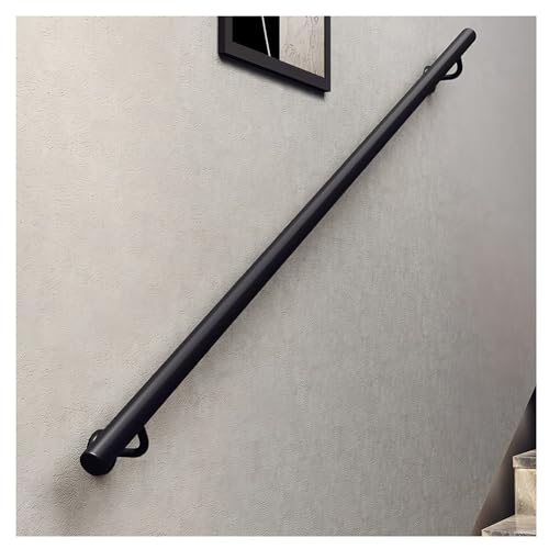 Metal il with 2 Brackets Round Tube Wall-Mounted Railing Kit for Indoor/Outdoor Stairs Balconies Terraces & Villas (400cm/13.1ft) - size: 400cm/13.1ft