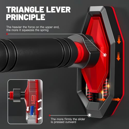 Pull Up Bar for Doorway, Strength Training Chin Up Bar with Level Meter Adjustable 25.5"- 39.3" Width Locking Mechanism Pull-up Bars, No Screws, Max Load 440lbs for Home Gym Door Frame Workout