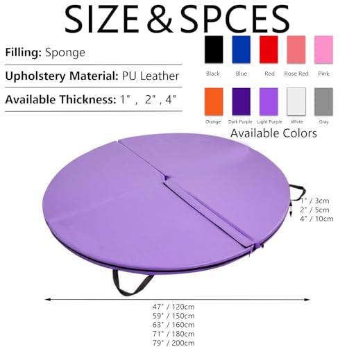 Foldable Pole Crash Mat, Pole Dance Mat, Anti-Collision Cushioned PU Leather Mat for Yoga, Gymnastics, Pole Dancing Gray 4" Tx6.6'W
