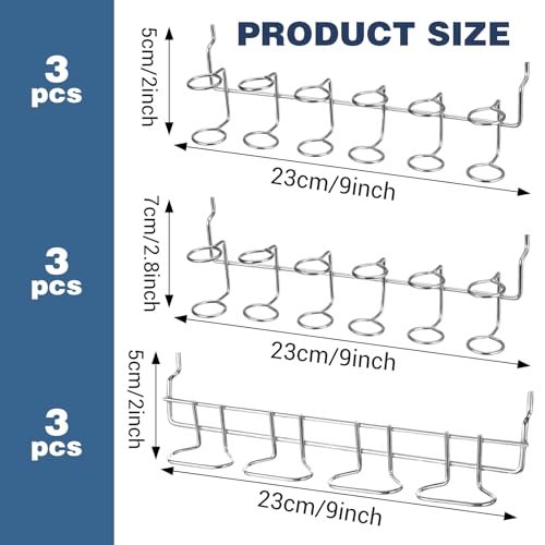 9 Pcs Pegboard Screwdriver Holders Organizer Pegboard Plier Holders Stainless Steel Peg Board Tool Utility Hooks Accessories Shelving Display Multi-Ring Tool Racks for Shop Store